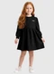 Carinhoso - Vestido Godê Curto Texturizado Preto - variação: Preto