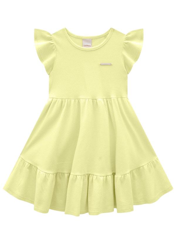 Carinhoso - Vestido Godê em Malha Texturizada Amarelo