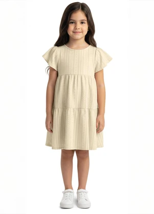 Carinhoso - Vestido Godê em Plumetis Areia - CARINHOSO