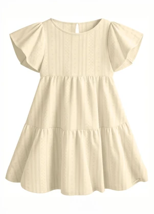 Carinhoso - Vestido Godê em Plumetis Areia - CARINHOSO