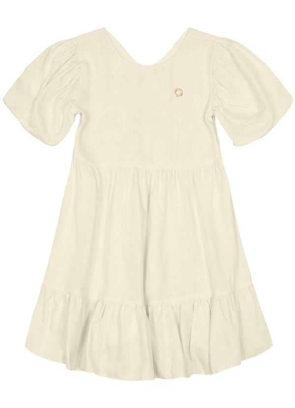 Carinhoso - Vestido Godê em Viscolinho Menina Bege 1