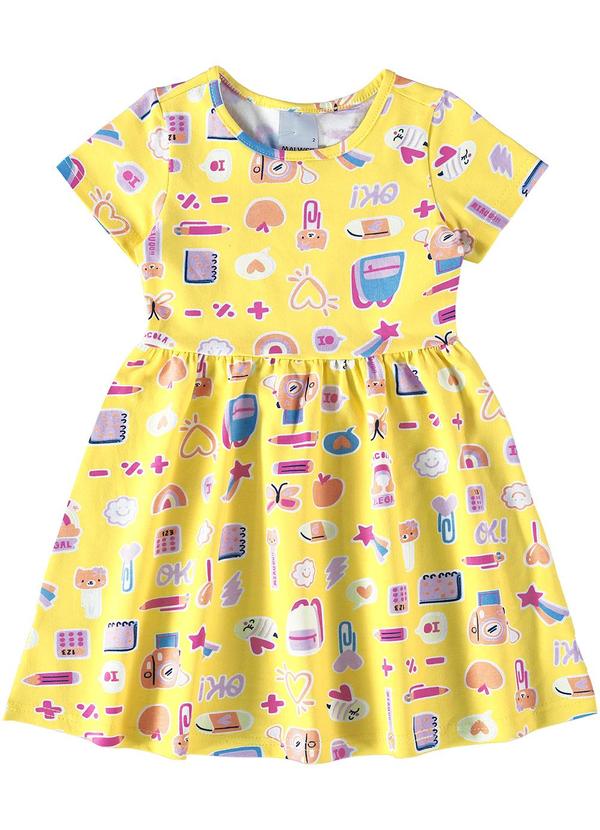Malwee Kids - Vestido Godê Escolar Amarelo