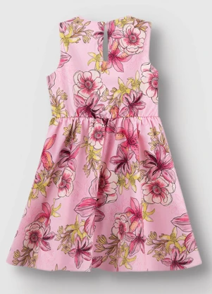 Carinhoso - Vestido Godê Floral Acetinado Rosa - CARINHOSO