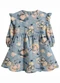 Carinhoso - Vestido Godê Floral em Cotton Azul Pastel - variação: Azul Pastel