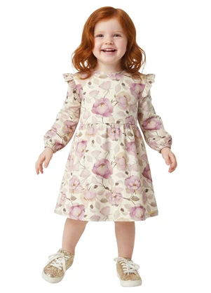 Carinhoso - Vestido Godê Floral em Cotton Rosa - CARINHOSO