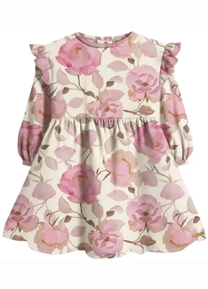 Carinhoso - Vestido Godê Floral em Cotton Rosa - CARINHOSO