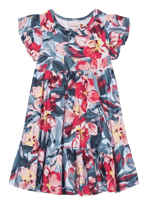 Carinhoso - Vestido Godê Floral Menina Azul