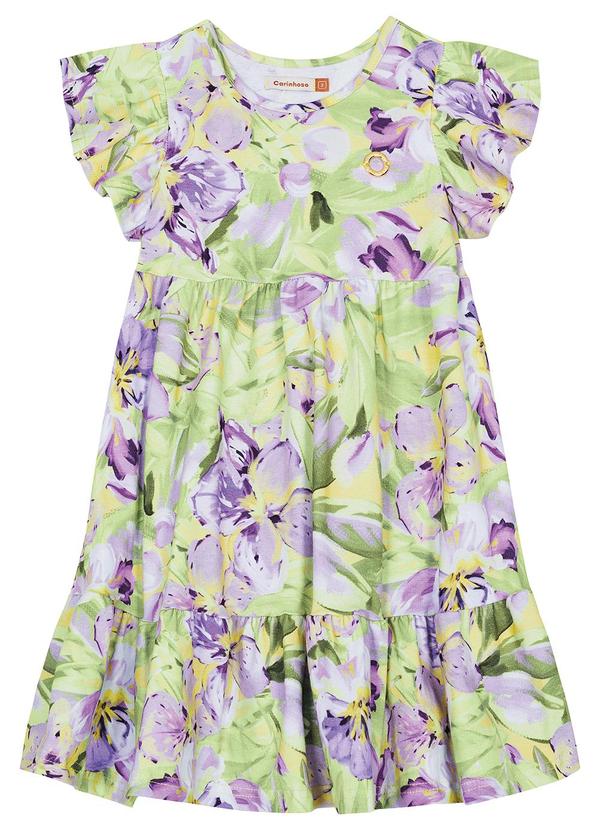 Carinhoso - Vestido Godê Floral Menina Roxo