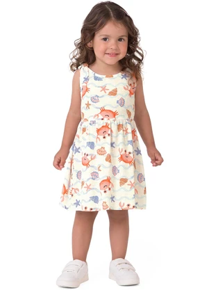 Malwee Kids - Vestido Godê Fundo do Mar Off White - MALWEE KIDS