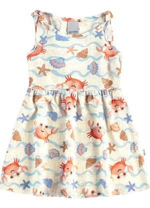 Malwee Kids - Vestido Godê Fundo do Mar Off White - MALWEE KIDS