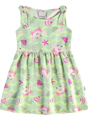 Malwee Kids - Vestido Godê Fundo do Mar Verde Água - MALWEE KIDS