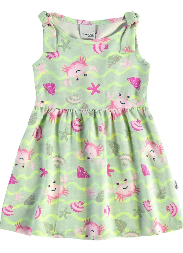 Malwee Kids - Vestido Godê Fundo do Mar Verde Água