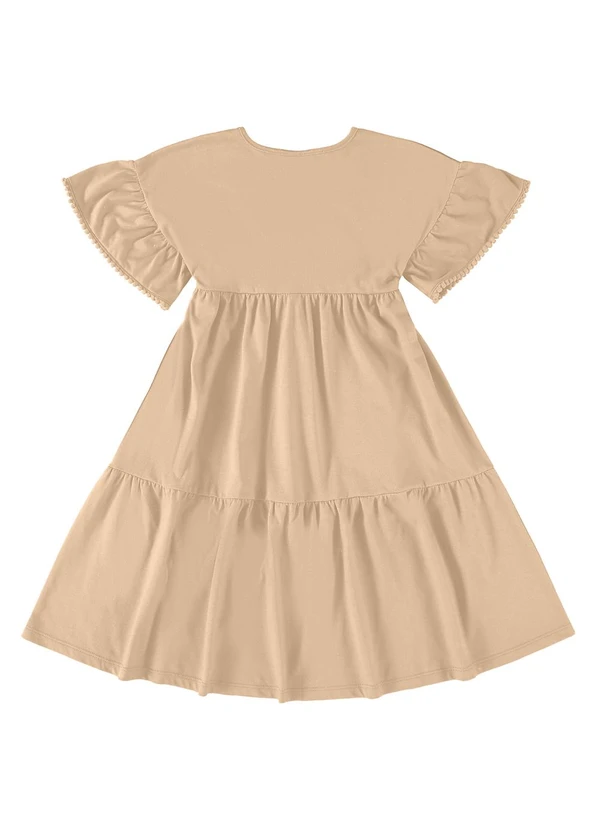 Guloseima - Vestido Godê Infantil em Meia Malha Bege 2