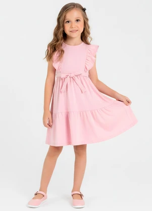 Guloseima - Vestido Godê Infantil em Meia Malha Rosa - GULOSEIMA