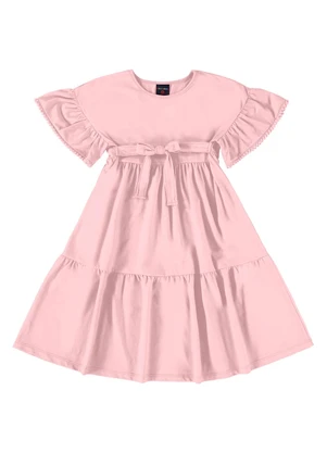 Guloseima - Vestido Godê Infantil em Meia Malha Rosa - GULOSEIMA
