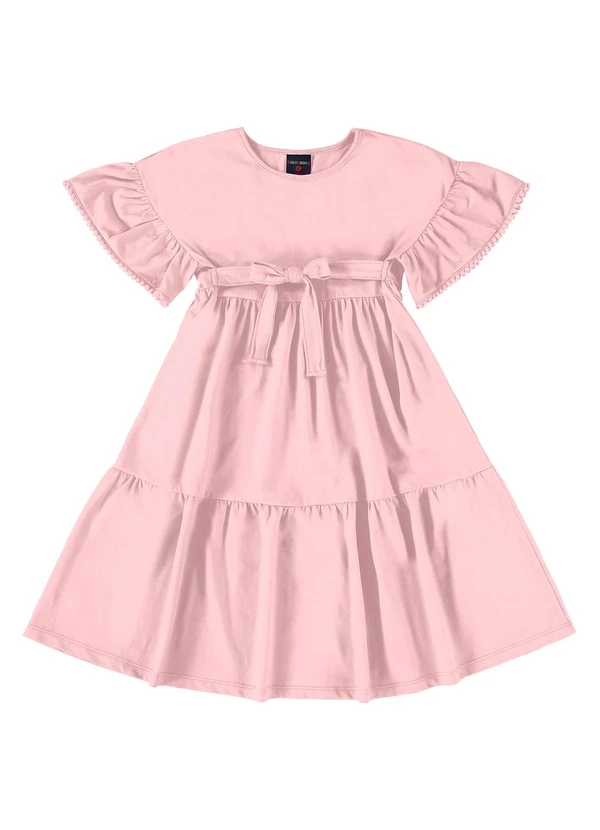 Guloseima - Vestido Godê Infantil em Meia Malha Rosa 2