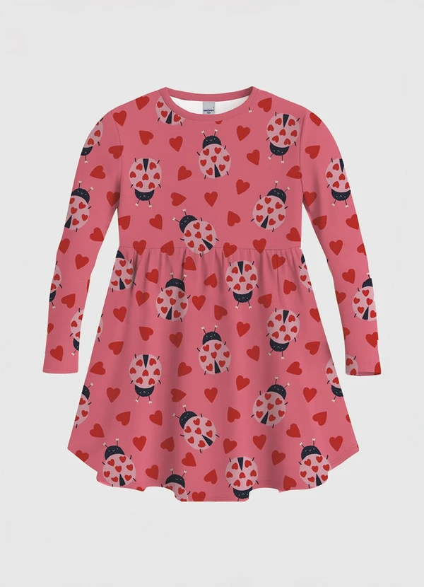 Malwee Kids - Vestido Godê Joaninha em Cotton Coral