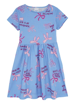 Malwee Kids - Vestido Godê Laços com Manga Azul - MALWEE KIDS