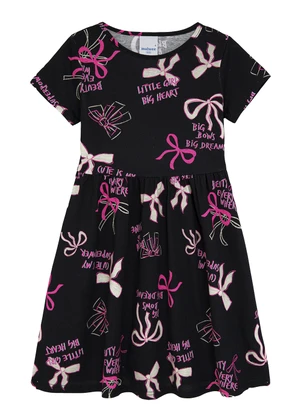 Malwee Kids - Vestido Godê Laços com Manga Preto - MALWEE KIDS