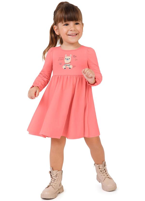 Malwee Kids - Vestido Godê Lhama Menina Rosa