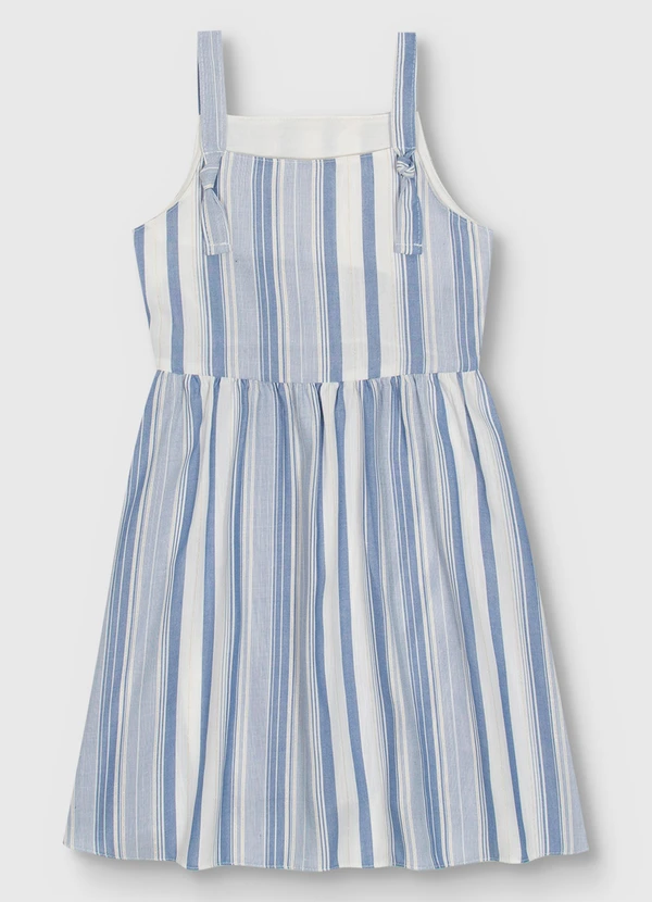 Carinhoso - Vestido Godê Listrado com Lurex Azul