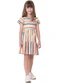 Malwee Kids - Vestido Godê Listrado em Cotton Rosa - variação: Laranja Claro