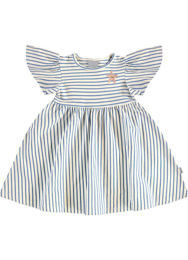 Malwee Kids - Vestido Godê Listrado Texturizado Azul 2