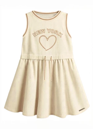 Carinhoso - Vestido Godê New York com Bordado Areia - CARINHOSO