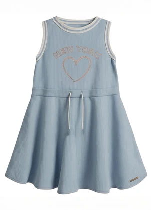 Carinhoso - Vestido Godê New York com Bordado Azul Pastel - CARINHOSO