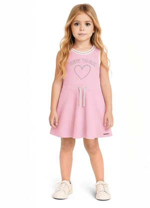 Carinhoso - Vestido Godê New York com Bordado Rosa Claro - CARINHOSO