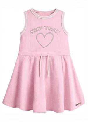 Carinhoso - Vestido Godê New York com Bordado Rosa Claro - CARINHOSO