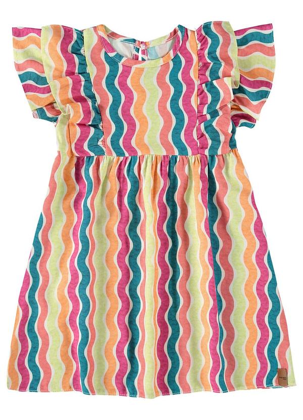 Malwee Kids - Vestido Godê Ondas Coloridas Menina Rosa