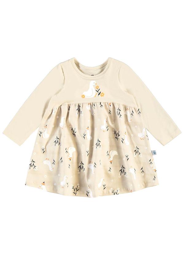 Malwee Kids - Vestido Godê Patinhos Menina Bege