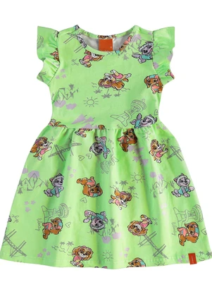 Malwee Kids - Vestido Godê Patrulha Canina Verde Claro - MALWEE KIDS