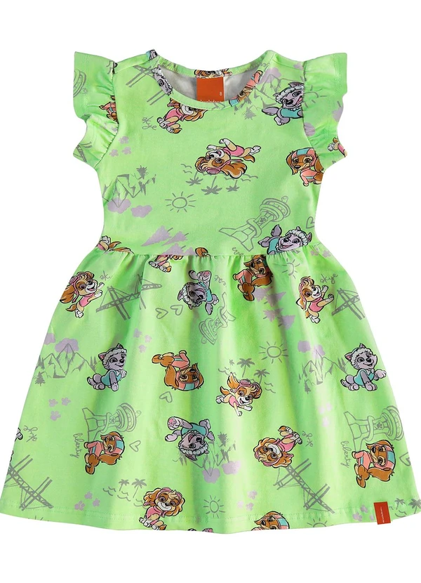 Malwee Kids - Vestido Godê Patrulha Canina Verde Claro