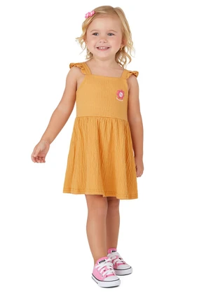 Malwee Kids - Vestido Godê Texturizado Amarelo Escuro - MALWEE KIDS