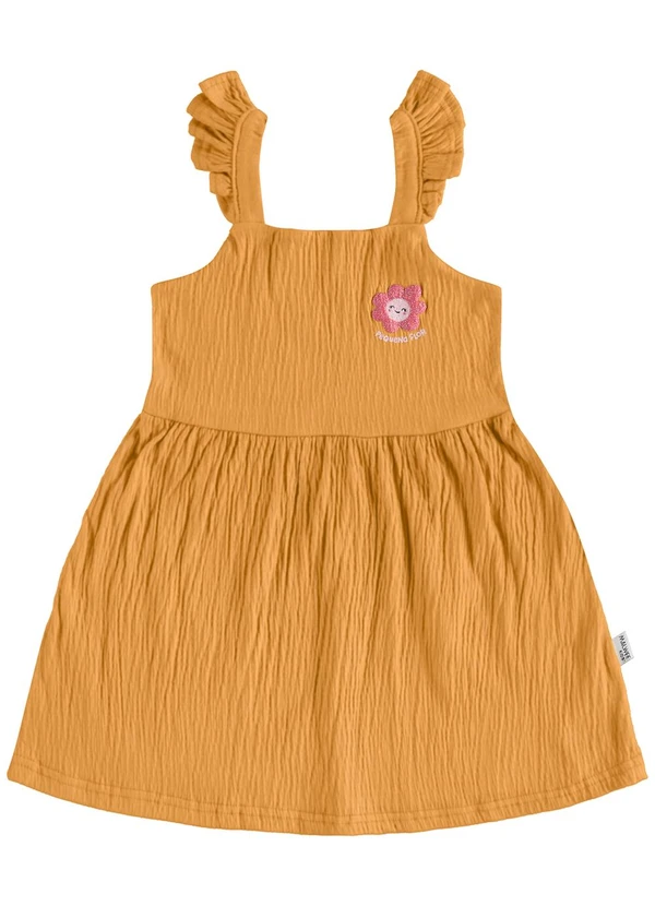 Malwee Kids - Vestido Godê Texturizado Amarelo Escuro 2
