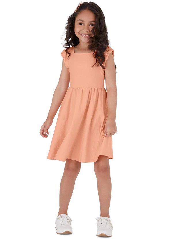 Malwee Kids - Vestido Godê Texturizado Laranja Claro
