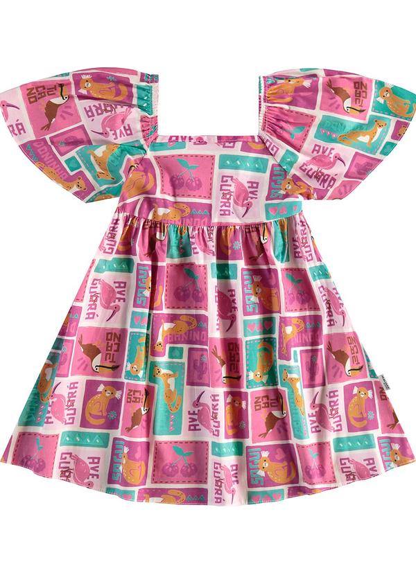 Malwee Kids - Vestido Godê Tropical Rosa Claro
