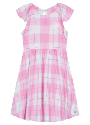 Carinhoso - Vestido Godê Xadrez Menina Rosa - CARINHOSO