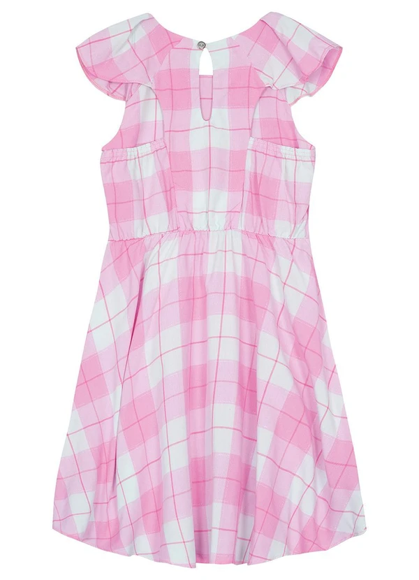 Carinhoso - Vestido Godê Xadrez Menina Rosa 2