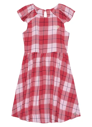 Carinhoso - Vestido Godê Xadrez Menina Vermelho - CARINHOSO