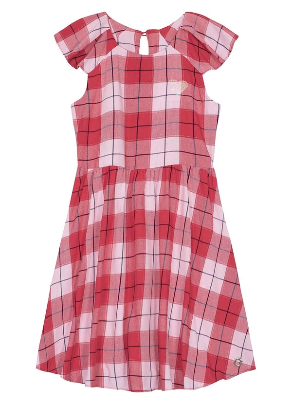 Carinhoso - Vestido Godê Xadrez Menina Vermelho