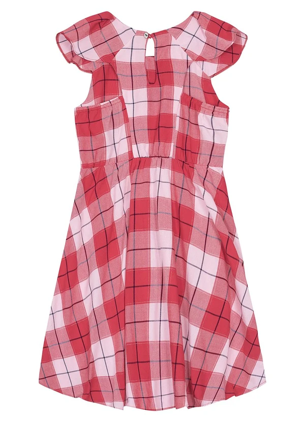 Carinhoso - Vestido Godê Xadrez Menina Vermelho 2