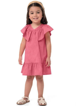 Carinhoso - Vestido Goiaba Godê em Algodão Menina - CARINHOSO