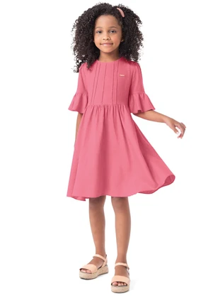 Carinhoso - Vestido Goiaba Godê em Viscolinho Menina - CARINHOSO