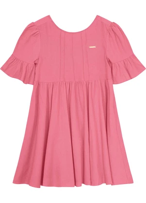 Carinhoso - Vestido Goiaba Godê em Viscolinho Menina - CARINHOSO