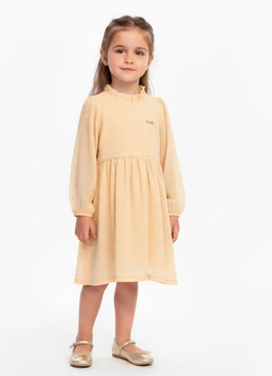 Amada - Vestido Gola Alta Franzida  Amarelo - AMADA