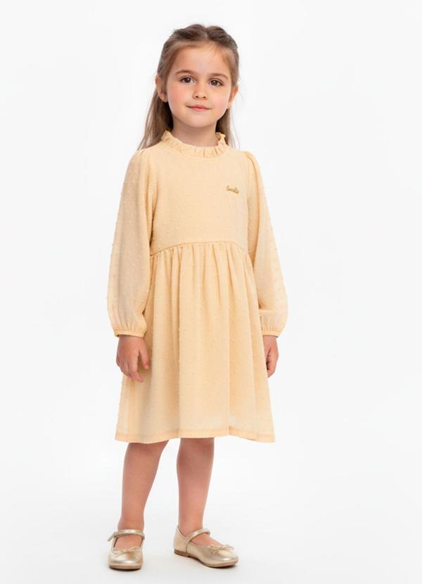 Amada - Vestido Gola Alta Franzida Amarelo