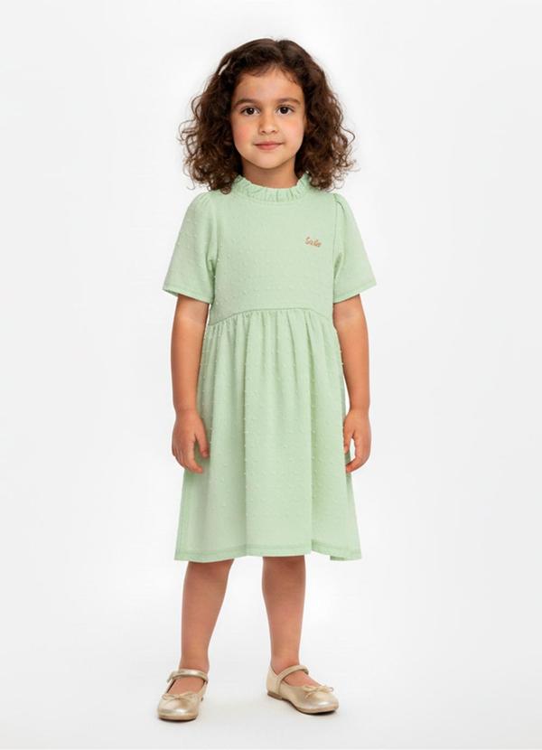 Amada - Vestido Gola Alta Franzida Verde